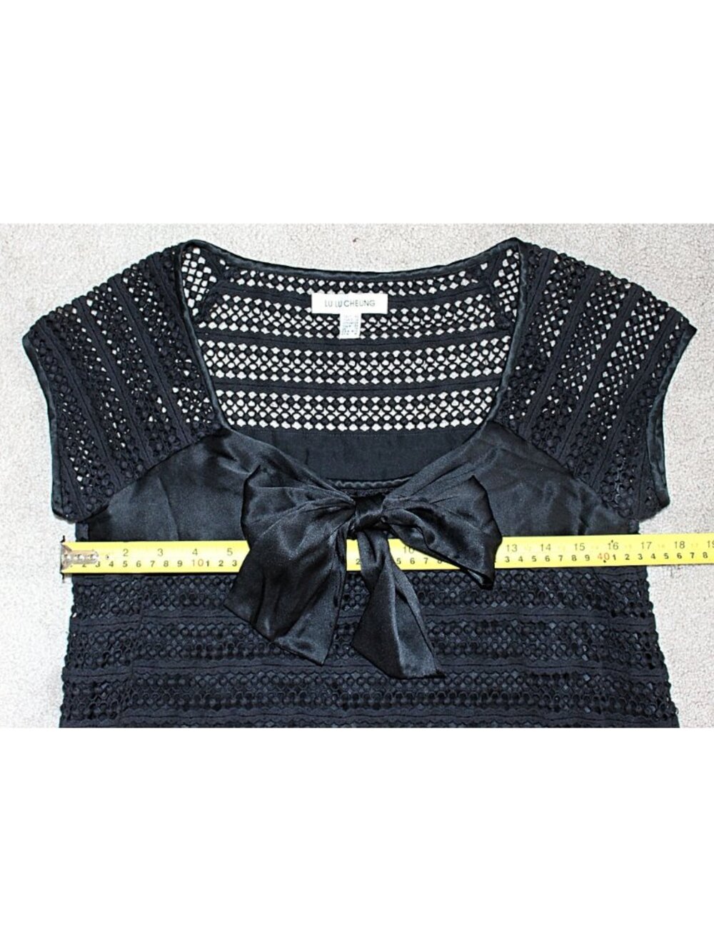 Lu Lu Cheung Designer - Lolita Dress - Silk + Eyelet Babydoll with Bow, Med - Picture 6 of 12